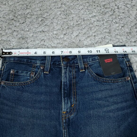 Levi's Premium Ankle Column Denim Midi Jean Skirt Size 24 Dark Wash Blue - Picture 8 of 10